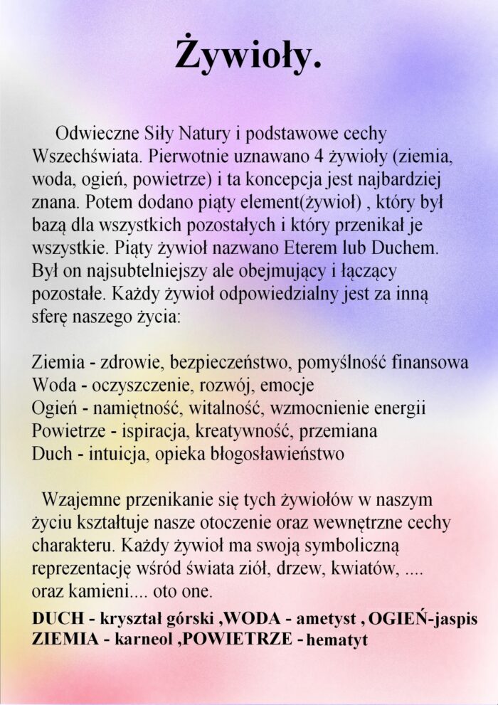 Kamienie do odpowiednich ŻYWIOŁÓW Minerały naturalne i ich ŻYWIOŁY - obrazek 2
