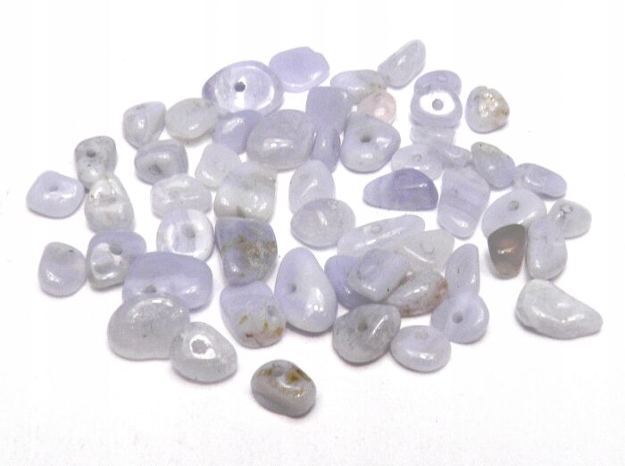 Chalcedon błękitny, kamienie z dziurką, Zestaw 10g