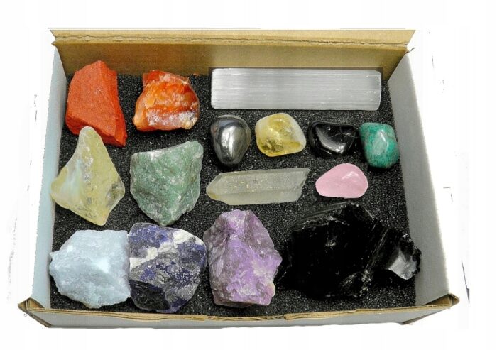 Magic Stones Selenit Czakry Turmalin Cytryn Kryształ górski Jaspis PREZENT - obrazek 4